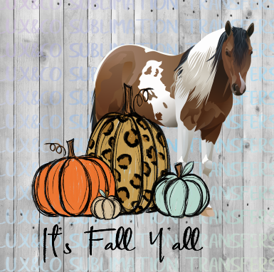 Its Fall Yall Pumpkin Sunflower Cheetah Horse Sublimation PNG Digital Design