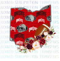 Ohio State Buckeyes Flower Football State Sublimation Transfer