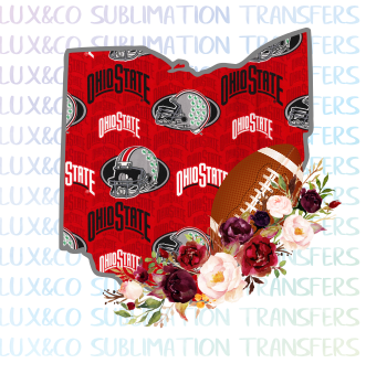 Ohio State Buckeyes Flower Football State Sublimation Transfer