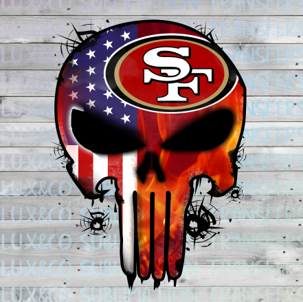 San Francisco 49ers Punisher Skull Football Sublimation Transfer