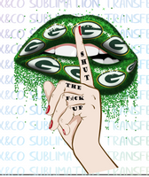 Green Bay Packers SHHH Football Dripping Lips Sublimation Transfer