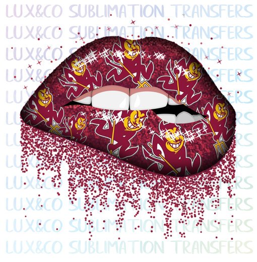 ASU Devils Football Dripping Lips Sublimation Transfer