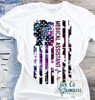 Medical Assistant Galaxy American Flag Sublimation Transfer