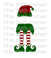 Elf Monogram Legs Hat Christmas Winter Holiday SVG File