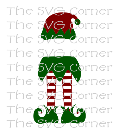 Elf Monogram Legs Hat Christmas Winter Holiday SVG File