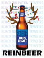 Reinbeer Bud Light Christmas Sublimation Transfer