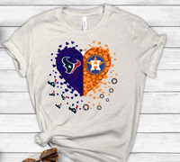 Houston  Astros Texans Split Heart Sublimation PNG Digital Design