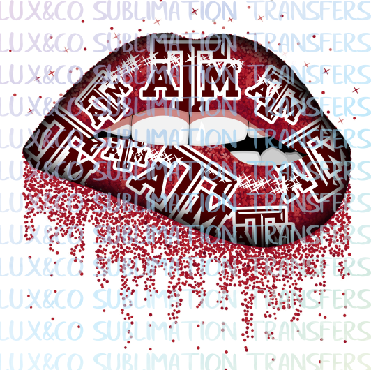***SALE*** Texas A&M ATM Football Dripping Lips Sublimation Transfer
