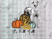 Its Fall Yall Pumpkin Sunflower Cheetah Dog Great Dane Sublimation PNG Digital Design