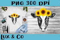 Sunflower Cow PNG Sublimation Digital Design
