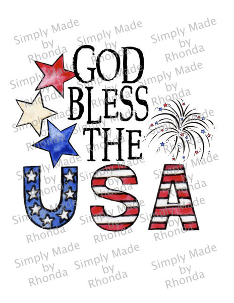 God Bless the USA Sublimation Transfer