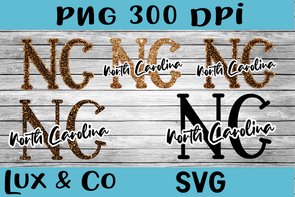 North Carolina NC Leopard State Bundle SVG INCLUDED Sublimation PNG Digital Design
