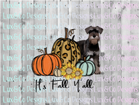 Its Fall Yall Pumpkin Sunflower Cheetah Dog Schnauzer Sublimation PNG Digital Design