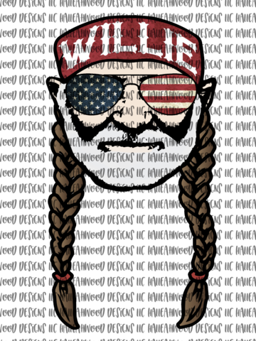 Willie Nelson American Flag Patriotic Sublimation Transfer