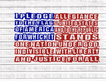 **SALE** Pledge Allegiance American Flag Sublimation Transfer