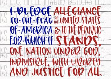 Pledge Allegiance American Flag Sublimation Transfer