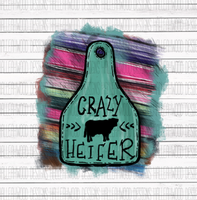 Crazy Heifer Cow Brand Tag Sublimation Transfer