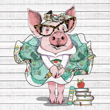 Teacher Pig Sublimation Transfer