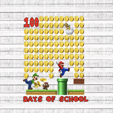 Mario 100 Days of School Sublimation Transfer