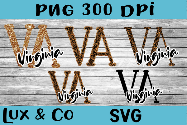 Virginia VA Leopard State Bundle SVG INCLUDED Sublimation PNG Digital Design