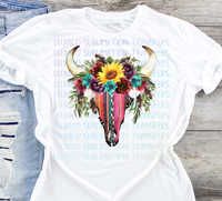 Bull Skull Sunflower Serape flower Sublimation Transfer