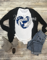 Blues Rhinestone Heart Sublimation Transfer