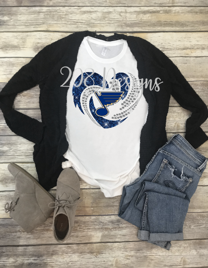 Blues Rhinestone Heart Sublimation Transfer