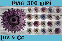 Sunflower Purple Bundle Sublimation PNG Digital Design
