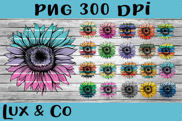 Sunflower Stripes Bundle Sublimation PNG Digital Design