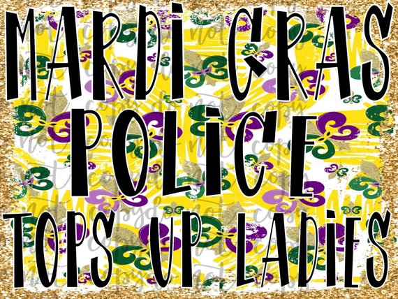 Mardi Gras Police Tops Up Ladies Sublimation Transfer Waterslide