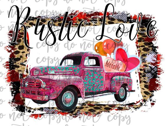 Rustic Love Vintage Truck Sublimation Transfer Waterslide