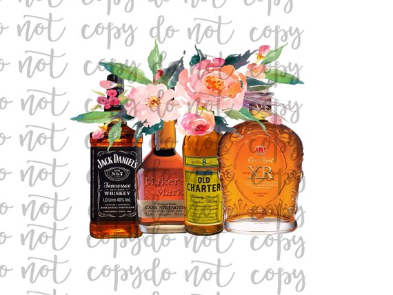 Jack Crown Alcohol Floral Flower Sublimation Transfer Waterslide