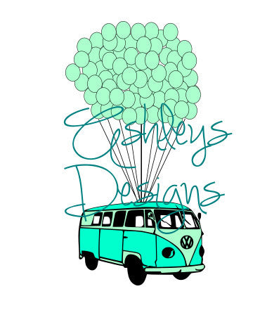 VW Beetle Bug Bus Balloon Name Guestbook SVG File