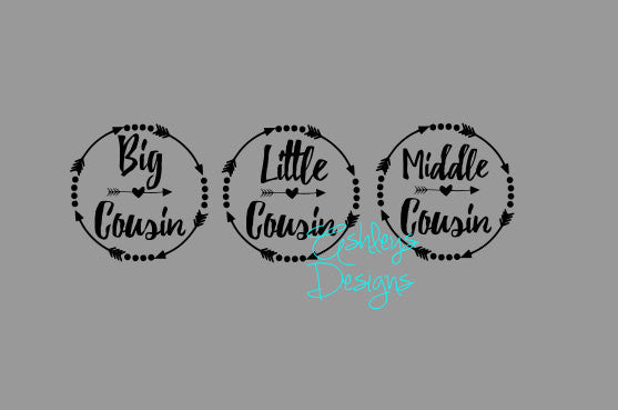 Big Little Middle Cousin Circle Arrow Monogram SVG File