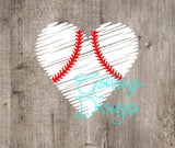 Scribble Heart Baseball Softball SVG File