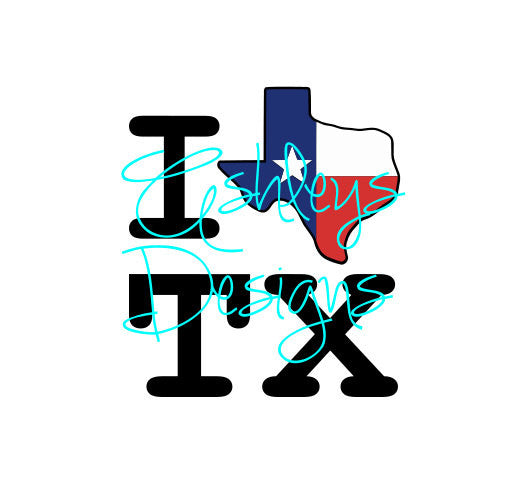 I Love Texas Flag SVG File