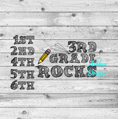 1st 2nd 3rd 4th 5th 6th Grade Rocks School SVG File