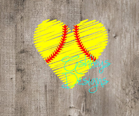 Scribble Heart Baseball Softball SVG File