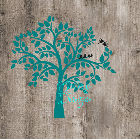 Tree with Birds SVG File