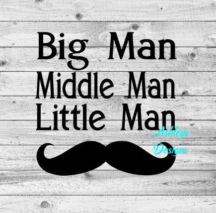 Big Middle Little Man Mustache SVG DFX File