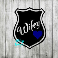 Wifey Police Badge Blue Line Heart SVG DXF File