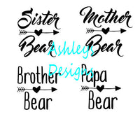 Sister Mother Brother Papa Bear Baby Cub SVG File Bundle