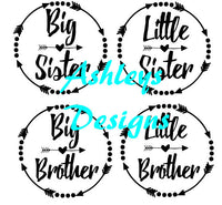 BIg Sister Little Sister Big Brother Little Brother Arrow Monogram SVG File