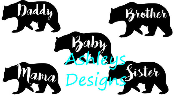 Baby Mama Daddy Brother Sister Bear SVG File