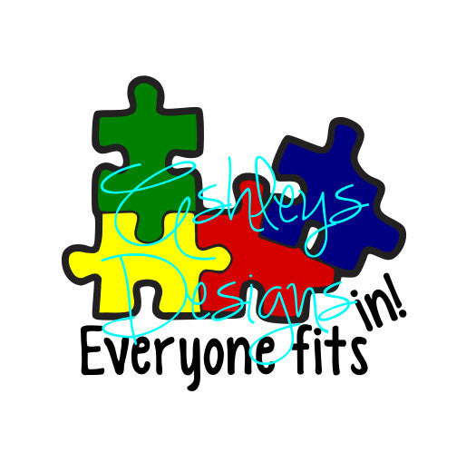 Everyone Fits In Autism Awareness SVG File