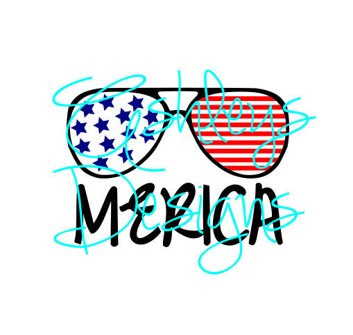 Merica America Sunglasses American Flag SVG File