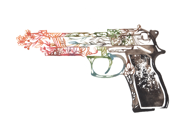 Watercolor Gun Floral Sublimation Transfer