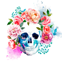 Watercolor Floral Skull Sublimation Transfer