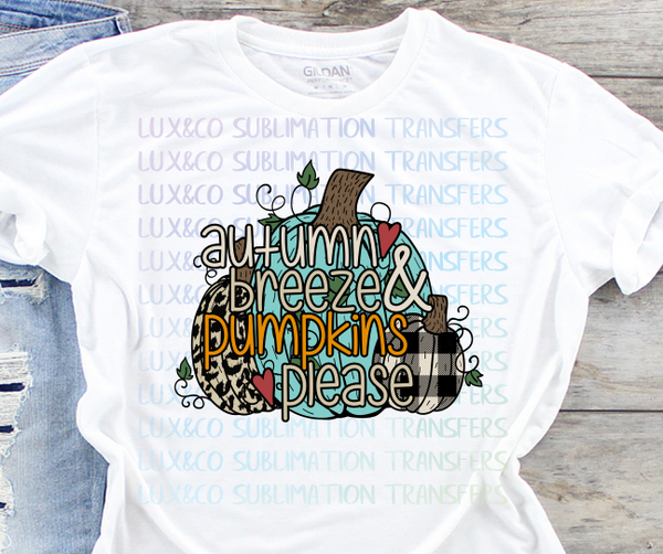 Autumn Breeze and Pumpkins Please Sublimation Transfer