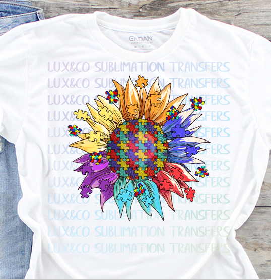 Autism Sunflower Sublimation Transfer